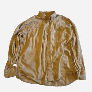 Cabela's Outfitters Series Men's Button Up Shirt Beige Grid Check Size Large